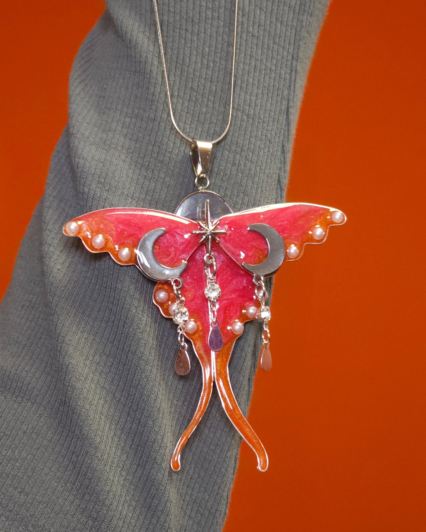 Lunaris Orange, Rosa silber | Halskette