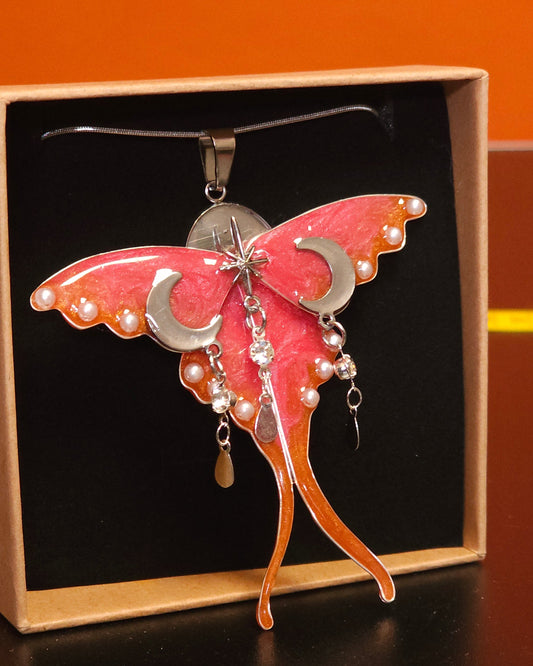 Lunaris Orange, Rosa silber | Halskette