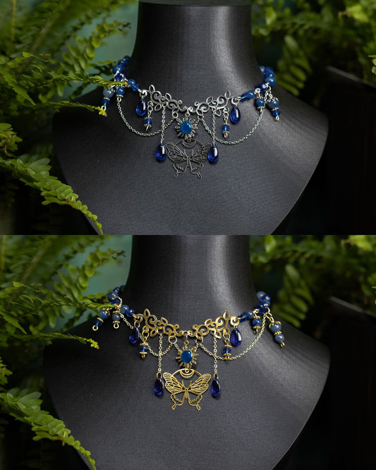 Nocturna dunkelblau Silber/Gold | Halskette