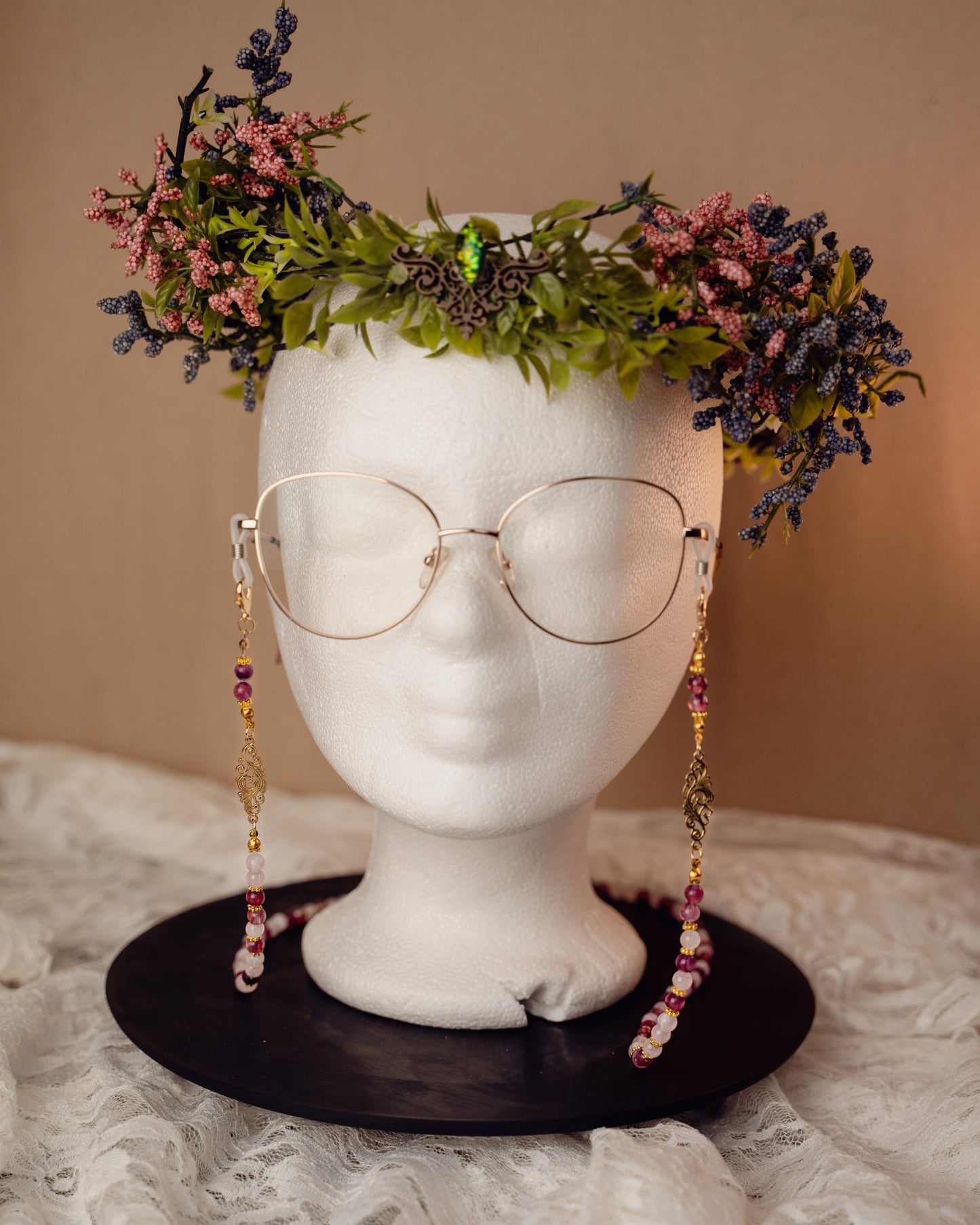 Brillenkette gold/silber | rosa, lila