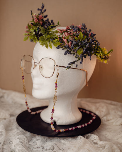 Brillenkette gold/silber | rosa, lila