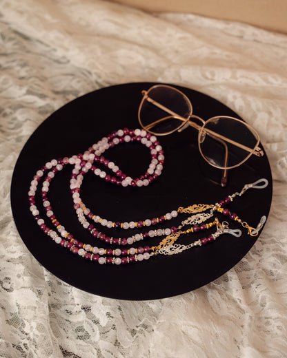 Brillenkette gold/silber | rosa, lila