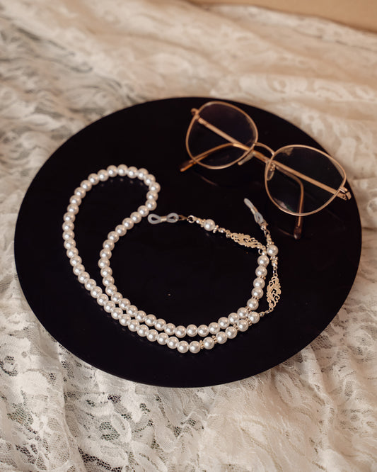 Brillenkette silber | weiß