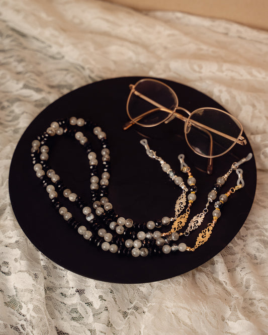 Brillenkette gold/silber | schwarz, grau