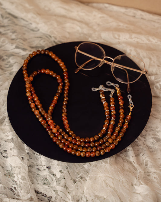 Brillenkette gold/silber | braun, orange