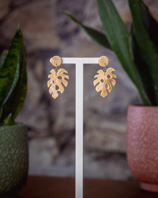 Monstera Variegata beige | Ohrringe