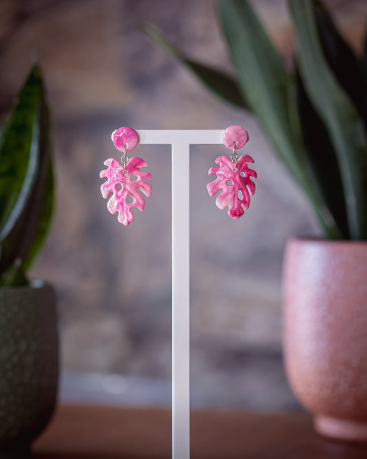 Monstera Variegata rosa | Ohrringe