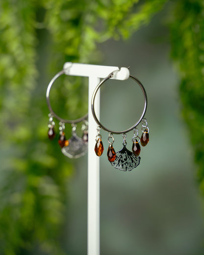 Ginkgo Autumn, Ginkgo Blatt Anhänger mit braunen Kristallen | Ohrringe | TRIVIALFEY